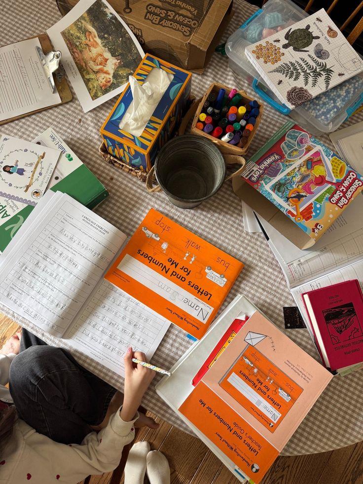 A child learning happily at home